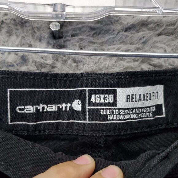 Carhartt Pants Mens 46 Black Relaxed Fit Durable Cotton Blend Workwear *Read* - Picture 3 of 13